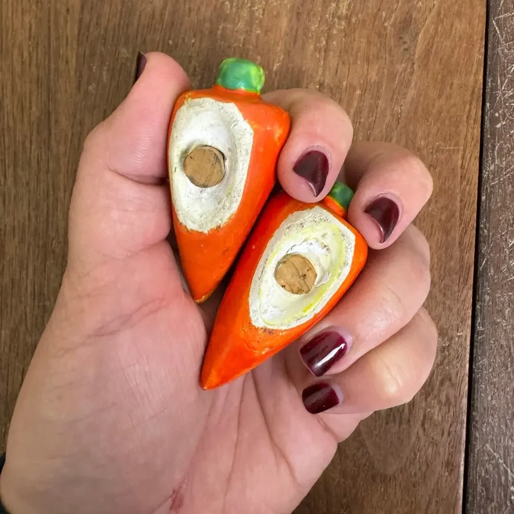 Vintage Small Carrot Salt‎ and pepper Shakers Cottagecore Vegetable Garden